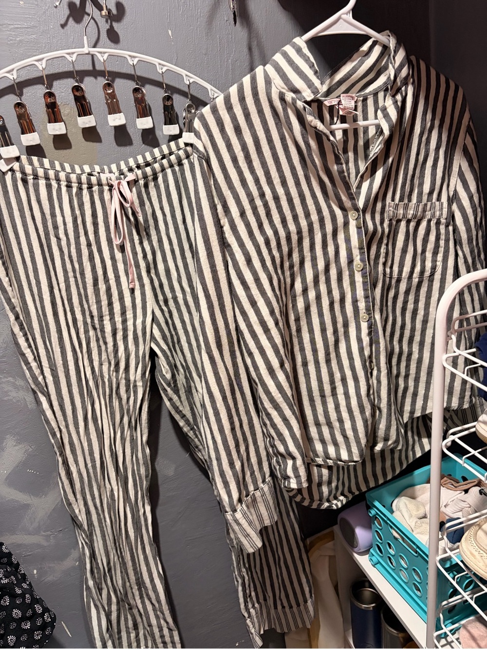 Victoria's Secret Black and White Striped Pajama Set